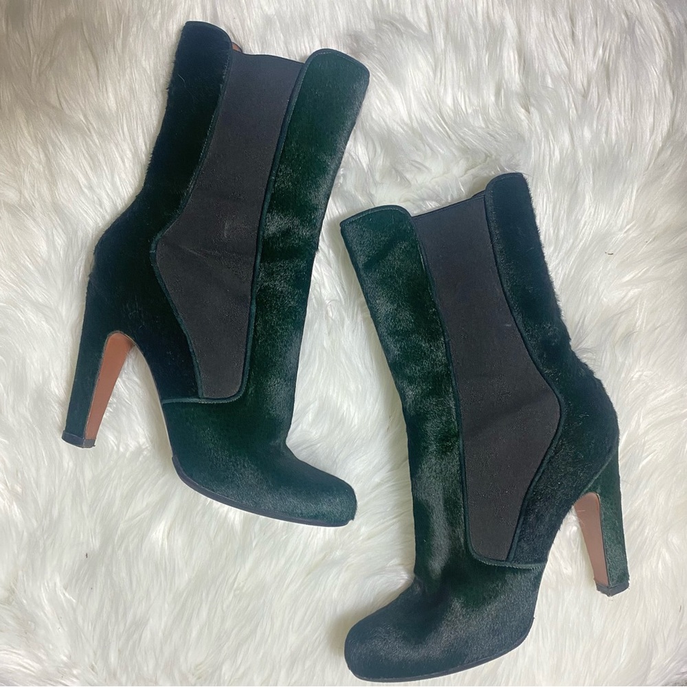 Alaia Boots Booties Calf Hair Green High Heel Distressed Throughout See Pics 39